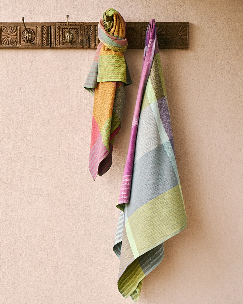 The Mungo Folly Towel in Seaglass colourway. 100% cotton towels for bath or beach