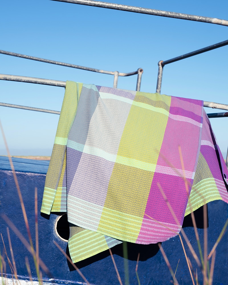 The Mungo Folly Towel in Seaglass colourway. 100% cotton towels for bath or beach