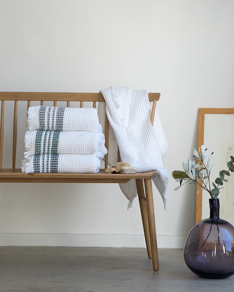 Mungo Organic Belgian Waffle Towel. Waffle weave bath sheet woven from 100% organic cotton