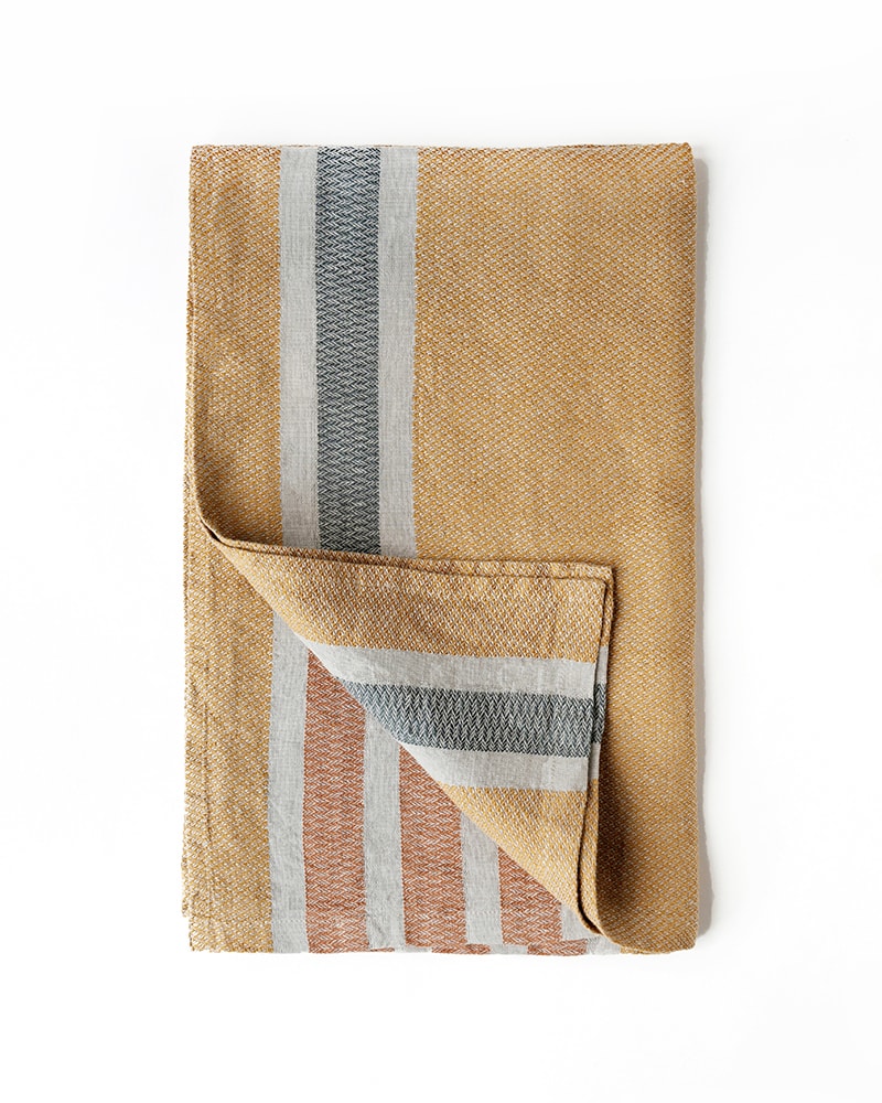 Mungo Flax Towel in Amber. Designed, woven, made at the Mungo Mill. 100% flax linen bath and beach towels.