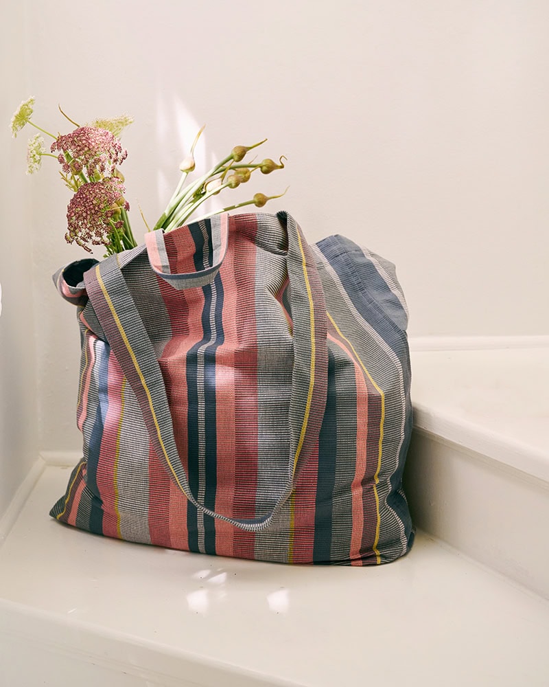Mungo Big Bag on step full of fresh produce