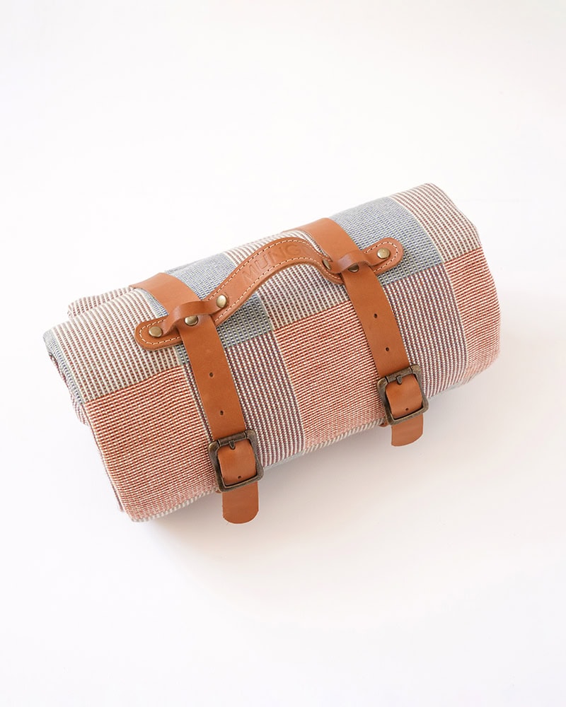 Product view 100% cotton Mungo Picnic Blankets in Wildflower with strap